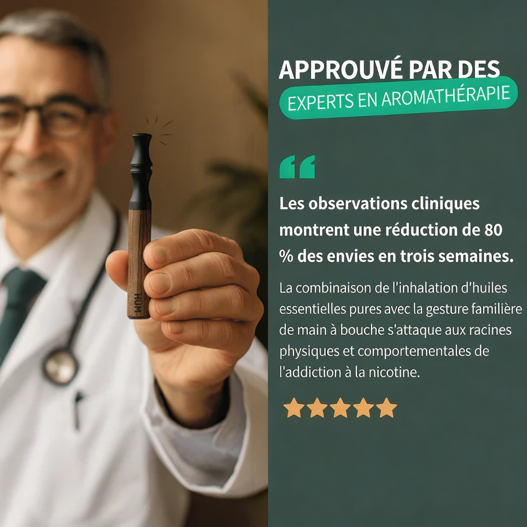 Inhalateur INSPIR approuvé par des experts en aromathérapie – réduction de 80% des envies de fumer en 3 semaines, 5 étoiles
