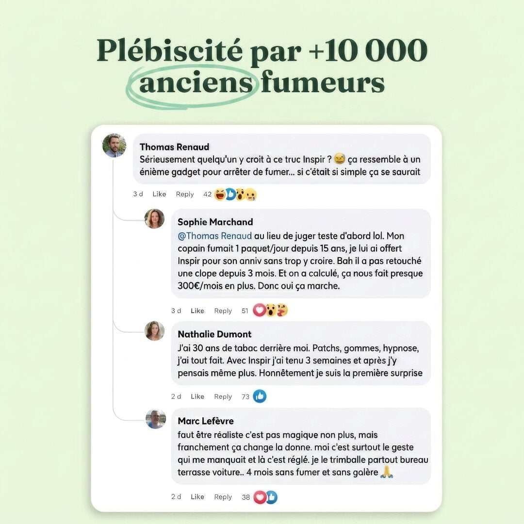 Avis clients INSPIR : plébiscité +10 000 anciens fumeurs – témoignages réels sevrage tabac