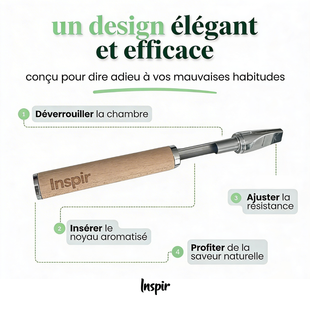 Inhalateur naturel INSPIR – design élégant en bois, mode d'emploi en 4 étapes