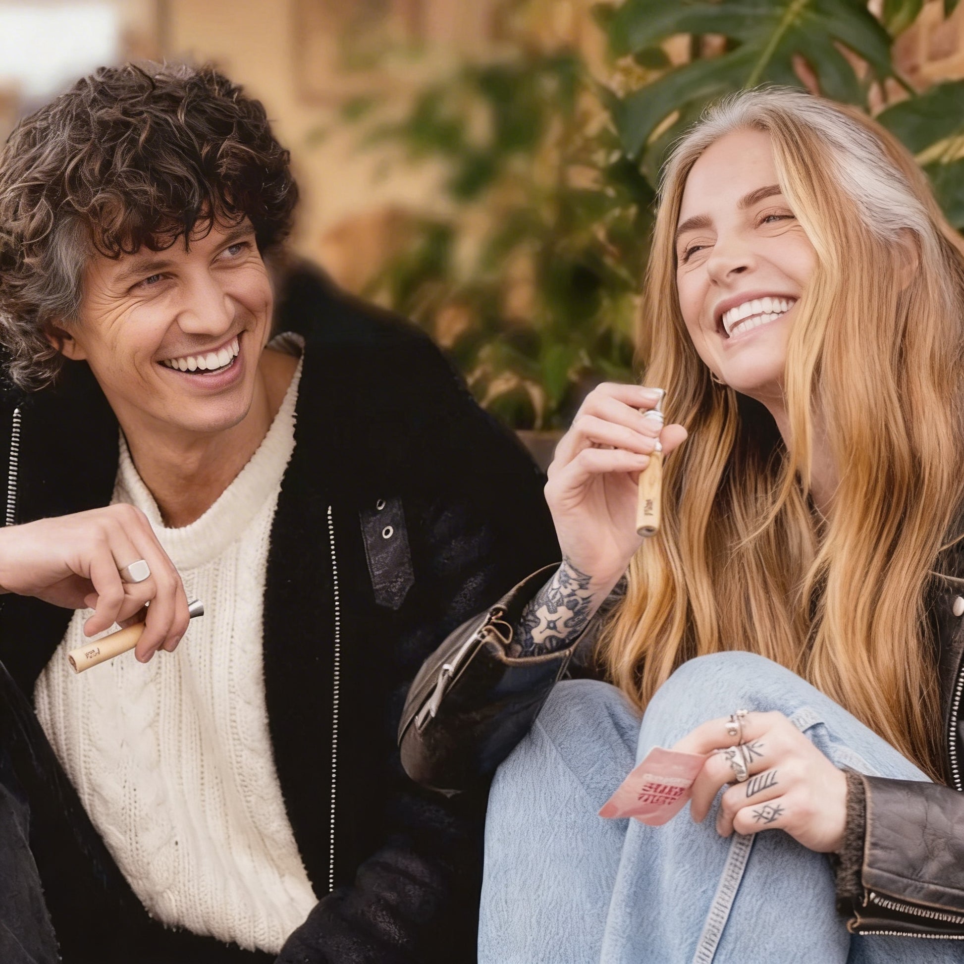 Couple souriant utilisant l'inhalateur naturel INSPIR – alternative saine à la cigarette